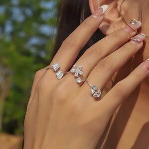 Chic Gold Women's Ring Set with Crystal Accents